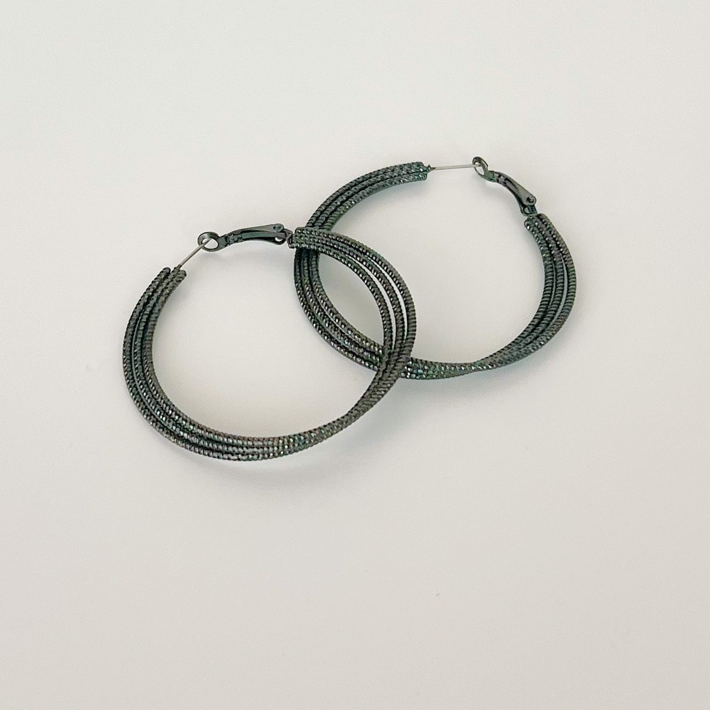Gunmetal Triple Hoop Earrings